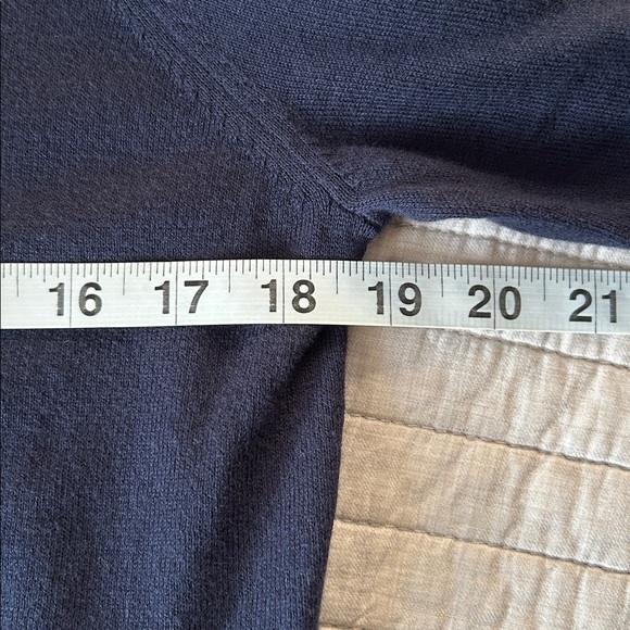 Ann Taylor Vtg navy blue cotton button down classic cardigan sweater L - Picture 10 of 11